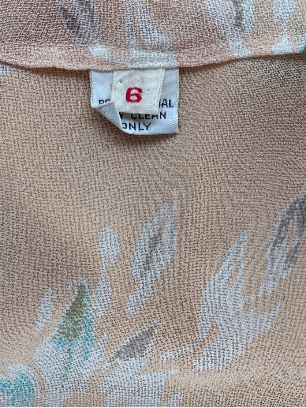 Vintage 40s Peach Floral Crepe Pleated Wrap Midi Feminine Dress Size 6 - Picture 12 of 12